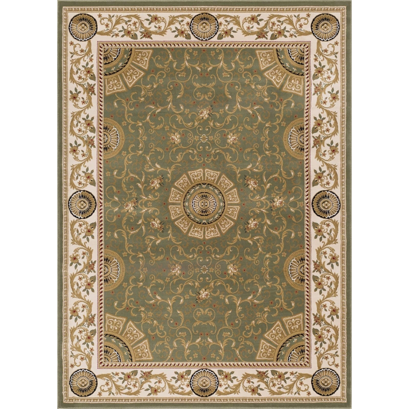 L'Baiet Serilda Green Oriental 5' x 7' Fabric Area Rug