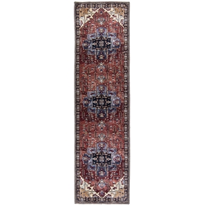 L'Baiet Monica Red Distressed Washable 2 ft. x 6 ft. Fabric Runner Rug