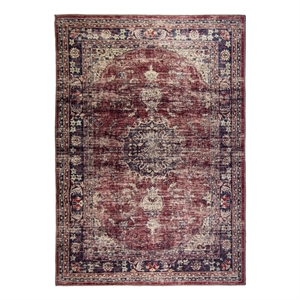 L'Baiet Angeline Red Distressed Washable 4 ft. x 6 ft. Fabric Area Rug