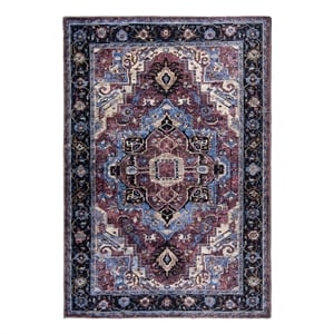 L'Baiet Tess Multi-Color Traditional Washable 5 ft. x 7 ft. Fabric Area Rug