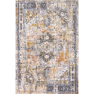 L'Baiet Marie Blue Distressed 4 ft. x 6 ft. Fabric Area Rug
