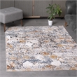 L'Baiet Lena Distressed Blue Geometric 4 ft. x 6 ft. Fabric Area Rug