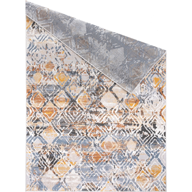 L'Baiet Lena Distressed Blue Geometric 5 ft. x 7 ft. Fabric Area Rug