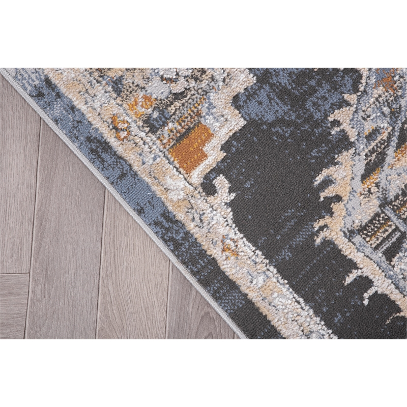 L'Baiet Lara Blue Oriental 2 ft. x 6 ft.  Fabric Runner Rug