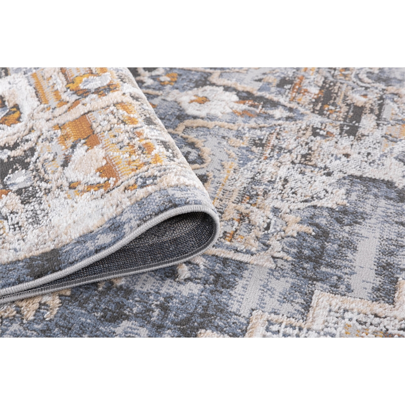 L'Baiet Lara Blue Oriental 2 ft. x 6 ft.  Fabric Runner Rug