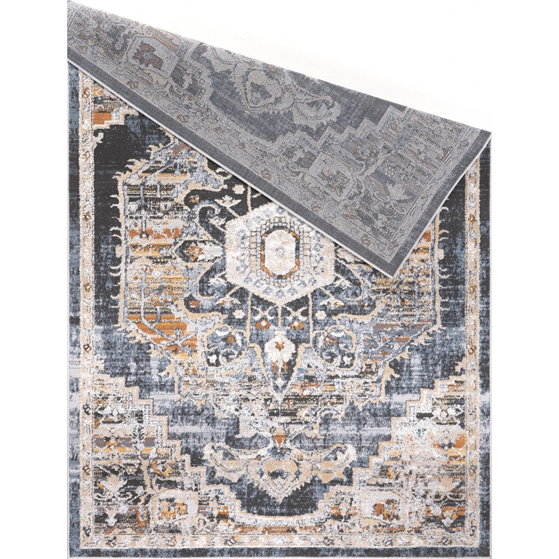 L'Baiet Lara Blue Oriental 8 ft. x 10 ft. Fabric Area Rug