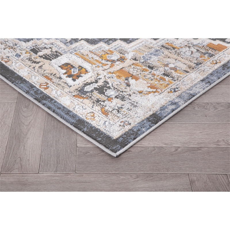 L'Baiet Lara Blue Oriental 8 ft. x 10 ft. Fabric Area Rug