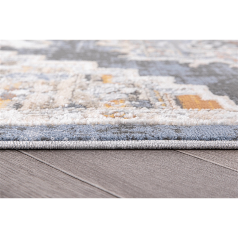 L'Baiet Lara Blue Oriental 8 ft. x 10 ft. Fabric Area Rug