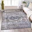 L'Baiet Lina Blue Oriental 2 ft. x 6 ft. Fabric Runner Rug