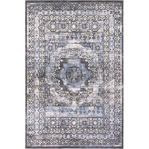 L'Baiet Lina Blue Oriental 4 ft. x 6 ft. Fabric Area Rug