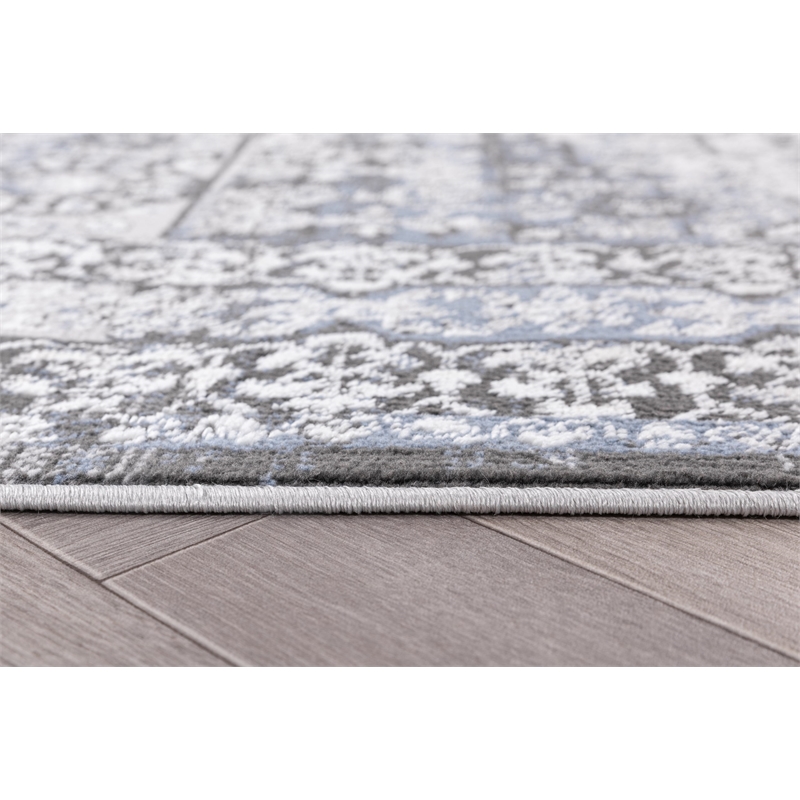 L'Baiet Lina Blue Oriental 5 ft. x 7 ft. Fabric Area Rug