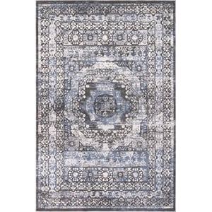 L'Baiet Lina Blue Oriental 8 ft. x 10 ft. Fabric Area Rug