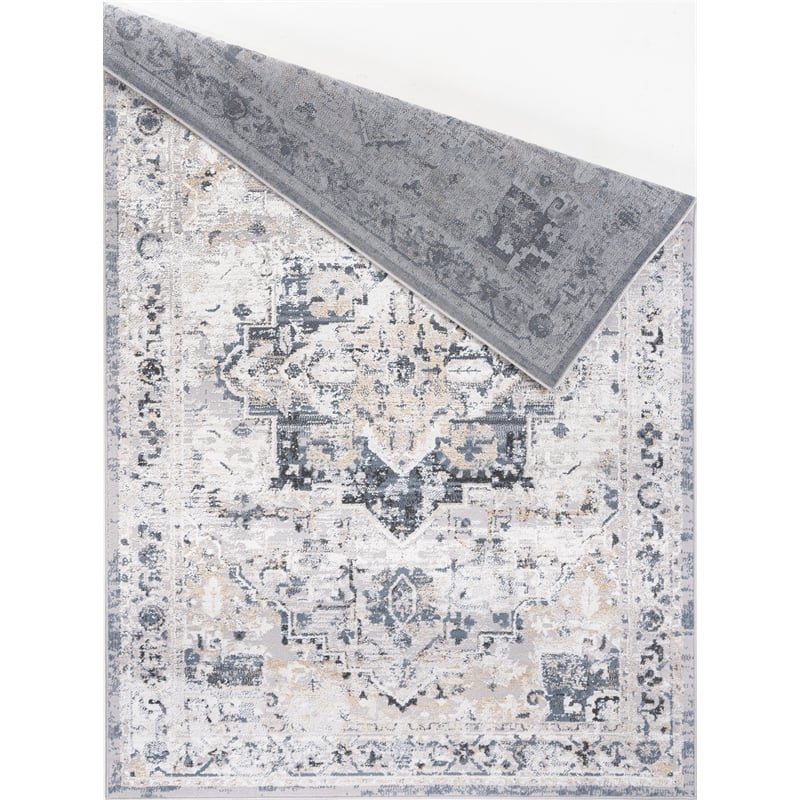 L'Baiet Sophia Gray Oriental 4 ft. x 6 ft. Fabric Area Rug