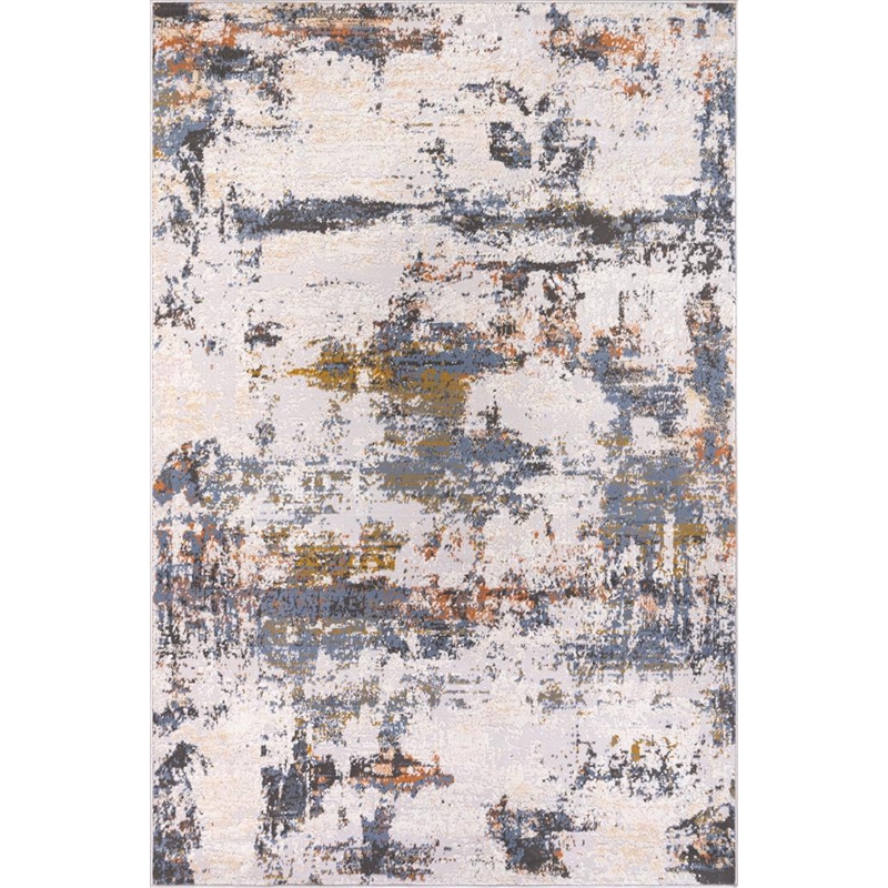 L'Baiet Elena Blue Distressed 8 ft. x 10 ft. Fabric Area Rug
