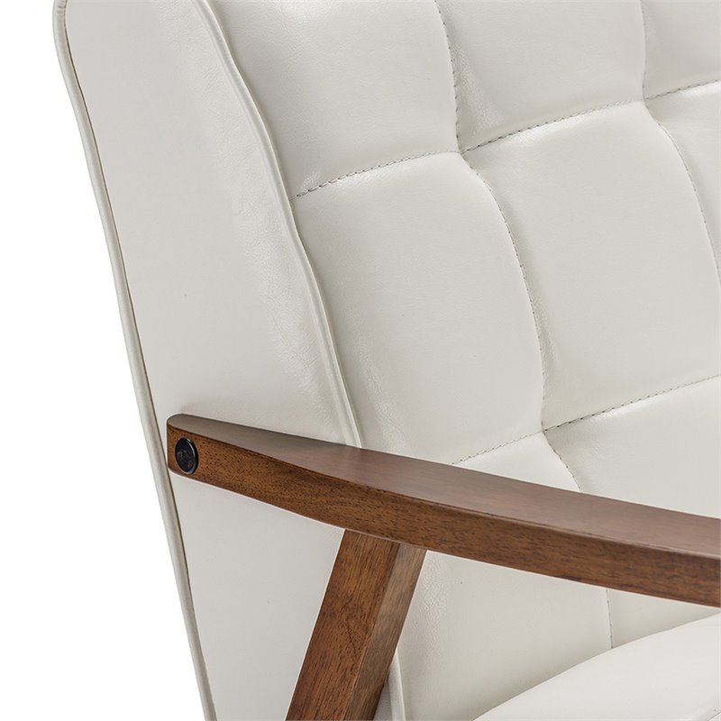 Maddie Home Monaco Mid Century Faux Leather Living Room Accent Chair in White