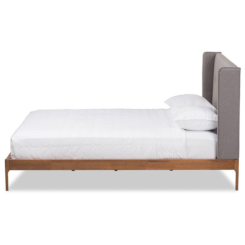 Maddie Home Jamie Tufted Mid Century Modern Queen Platform Bed in Gray