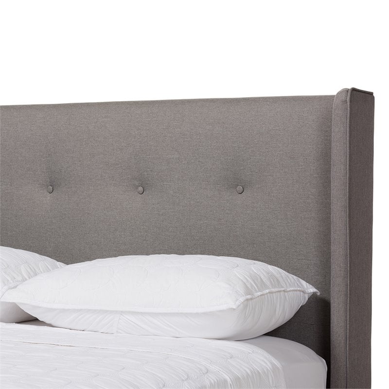 Maddie Home Jamie Tufted Mid Century Modern Queen Platform Bed in Gray