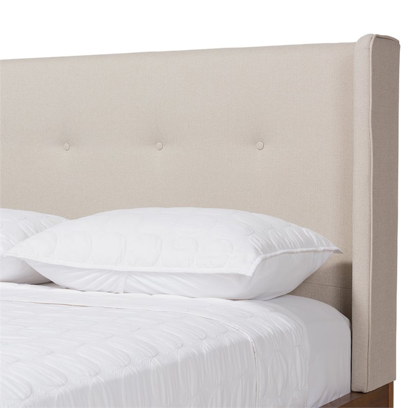 Maddie Home Elements Tufted Upholstered Queen Platform Bed in Light Beige