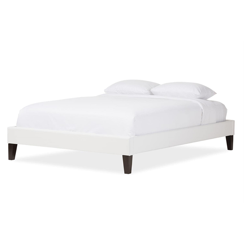 Maddie Home Preston Faux Leather Full Platform Bed Frame in White