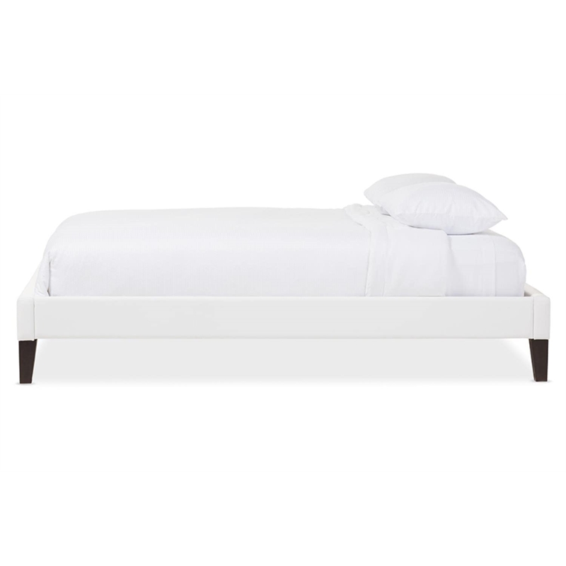 Maddie Home Preston Faux Leather Full Platform Bed Frame in White