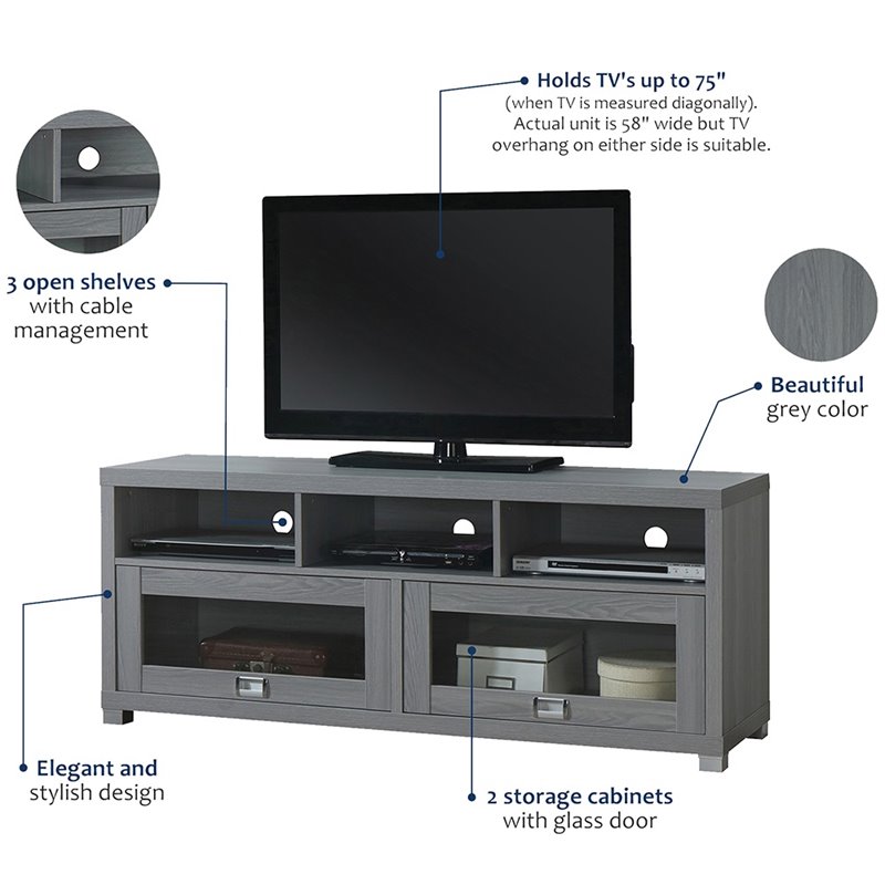 Maddie Home Walker Modern Wood TV Media Stand for TVs up to 60