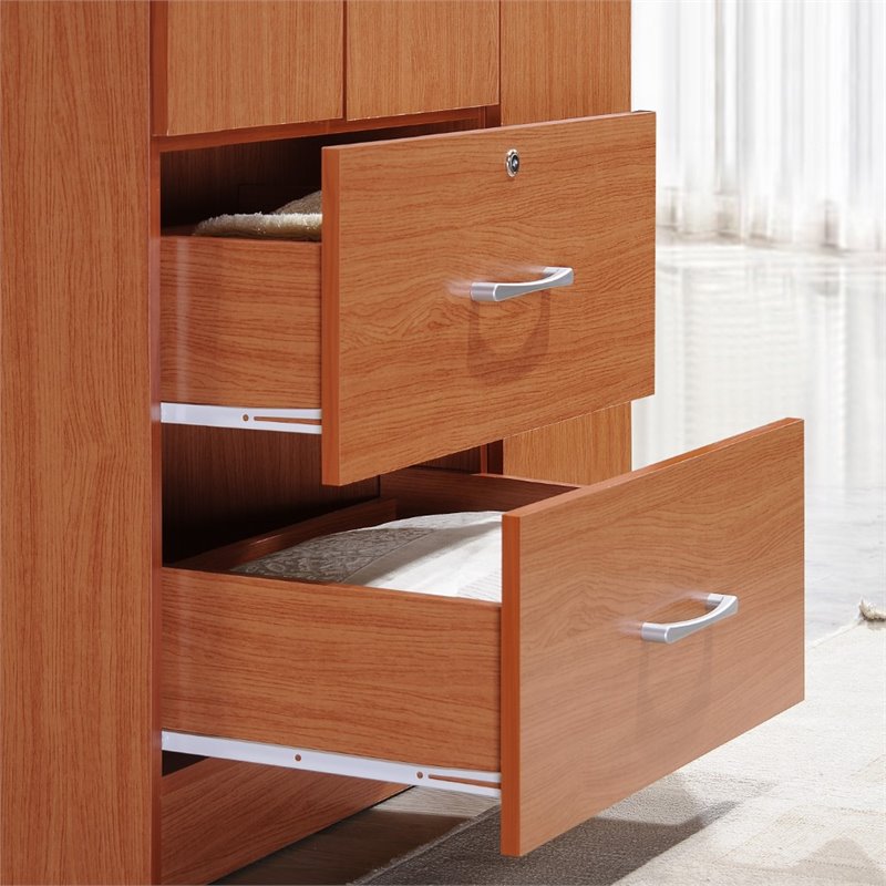 Maddie Home Everyday 3 Door Armoire with 2 Drawers 3 Shelves in Cherry