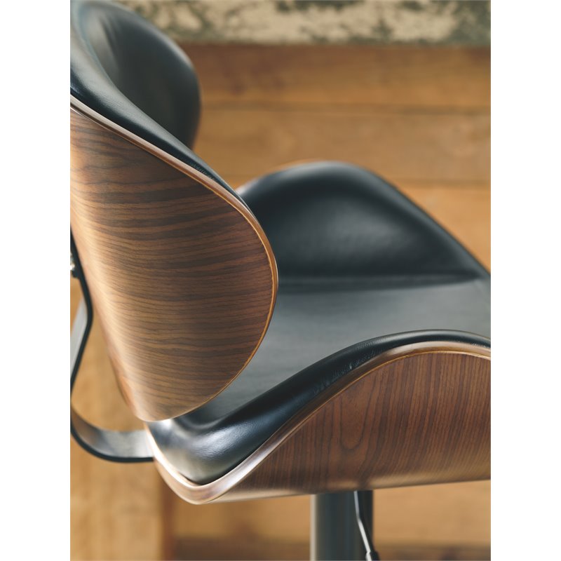 Maddie Home Adjustable Faux Leather Upholstered Barstool in Black