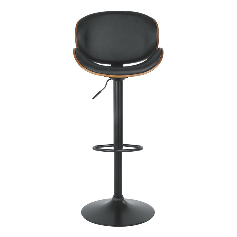 Maddie Home Adjustable Faux Leather Upholstered Barstool in Black