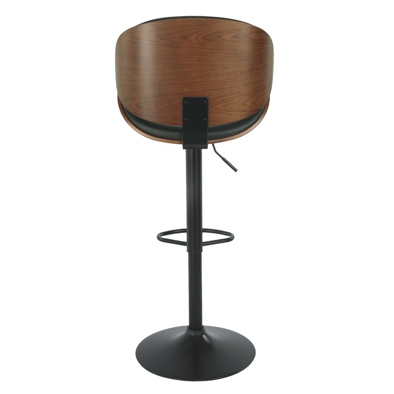 Maddie Home Adjustable Faux Leather Upholstered Barstool in Black