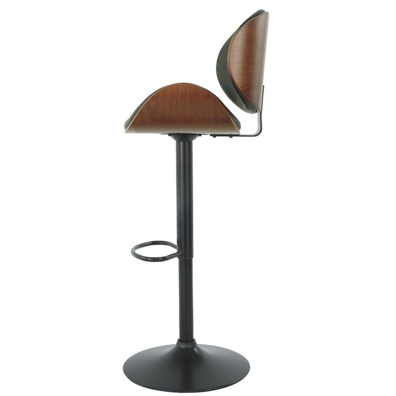 Maddie Home Adjustable Faux Leather Upholstered Barstool in Black