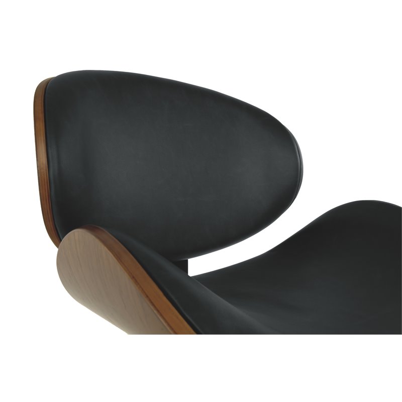 Maddie Home Adjustable Faux Leather Upholstered Barstool in Black