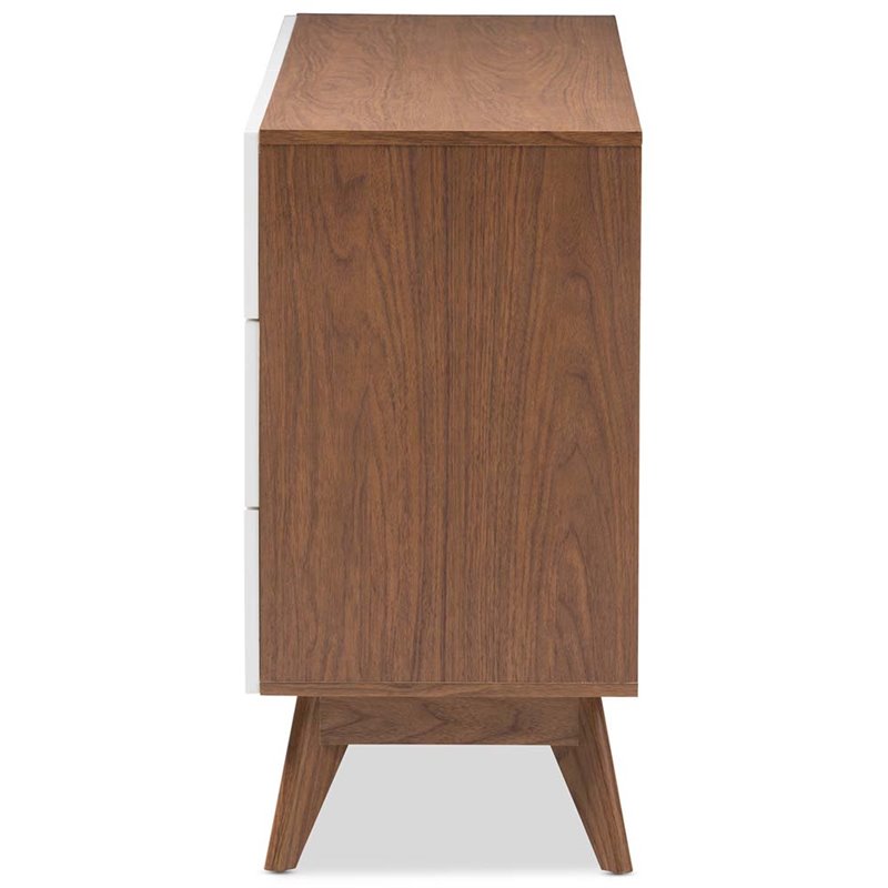 Maddie Home 6 Drawer Double Dresser in White and Walnut