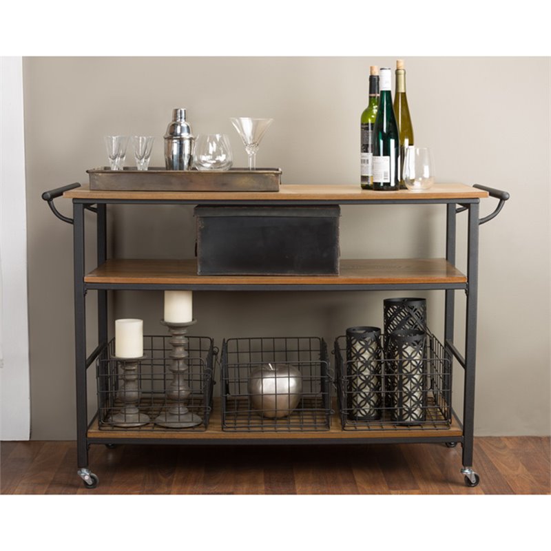 Maddie Home Kitchen Cart in Brown and Antique Bronze