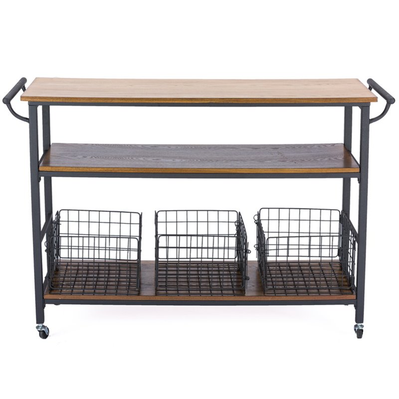 Maddie Home Kitchen Cart in Brown and Antique Bronze