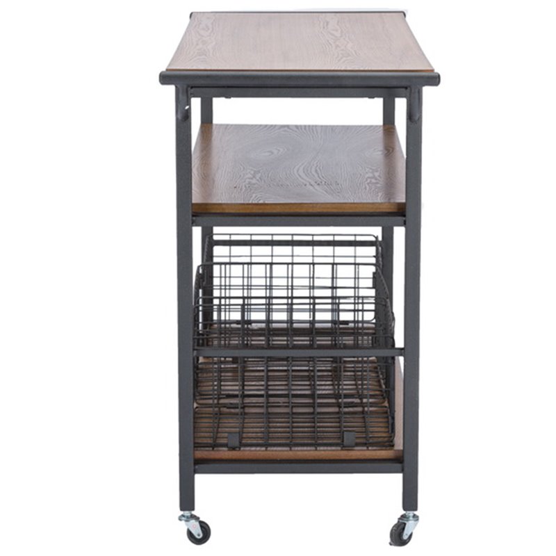 Maddie Home Kitchen Cart in Brown and Antique Bronze