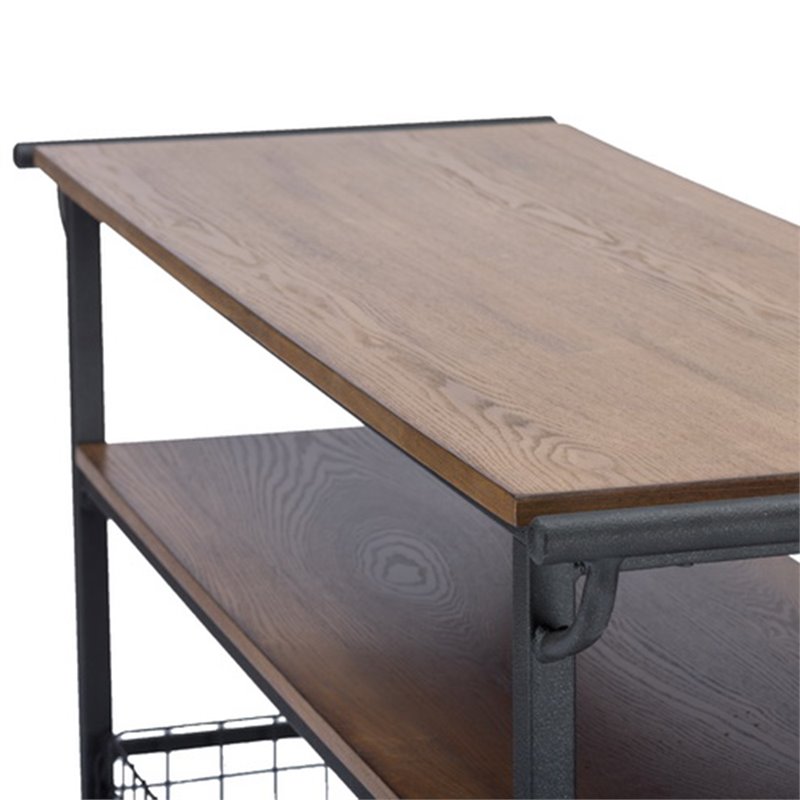 Maddie Home Kitchen Cart in Brown and Antique Bronze