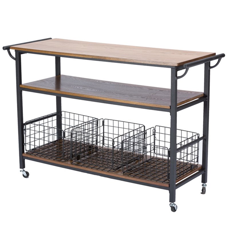 Maddie Home Kitchen Cart in Brown and Antique Bronze