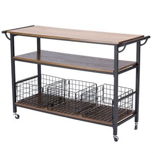 Maddie Home Kitchen Cart in Brown and Antique Bronze
