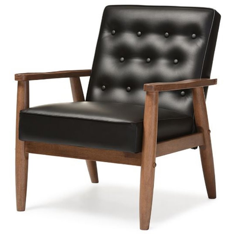 Maddie Home Faux Leather Tufted Reception Chair in Black
