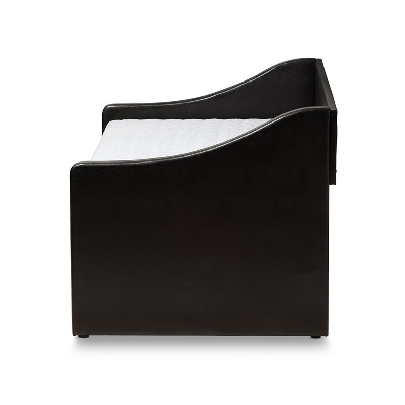 Maddie Home Modern Faux Leather Daybed with Trundle in Black