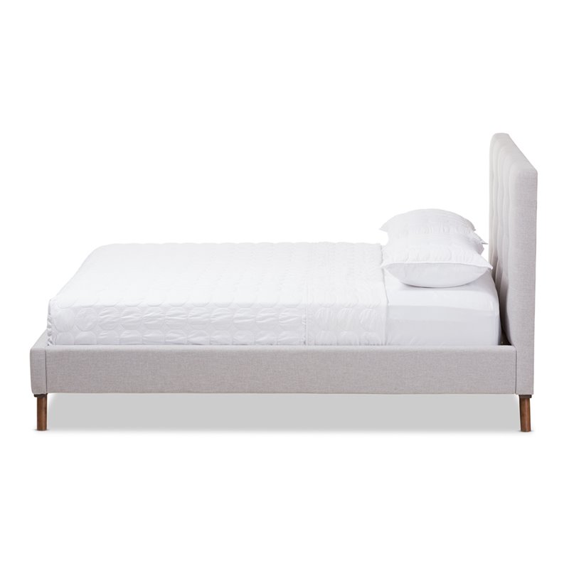 Maddie Home Mid-Century Fabric Upholstered Queen Platform Bed in Gray