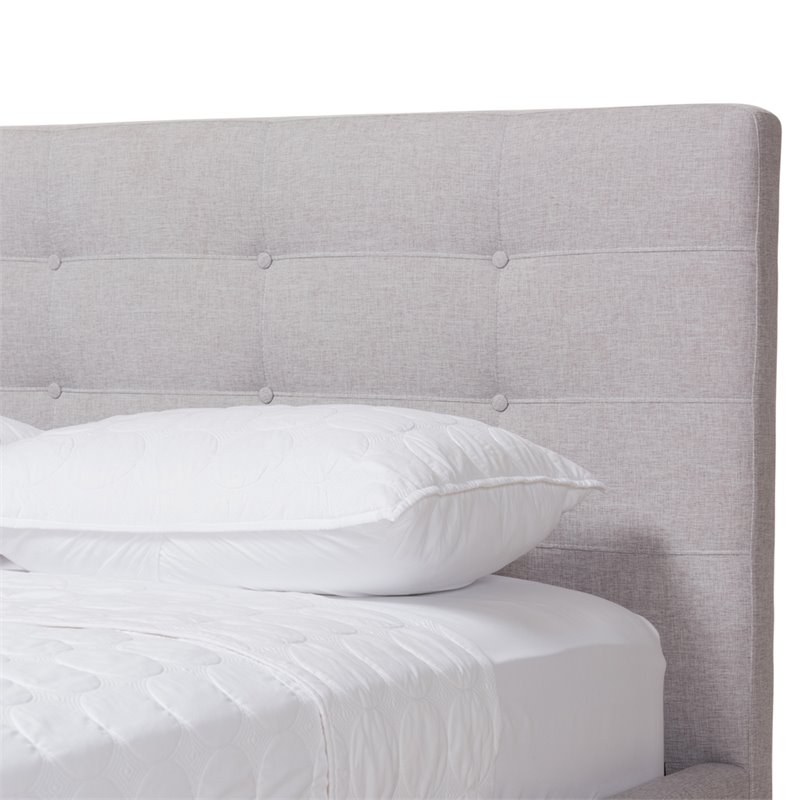 Maddie Home Mid-Century Fabric Upholstered Queen Platform Bed in Gray