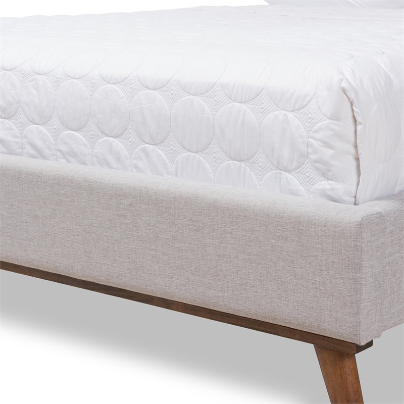 Maddie Home Mid-Century Fabric Upholstered Queen Platform Bed in Gray