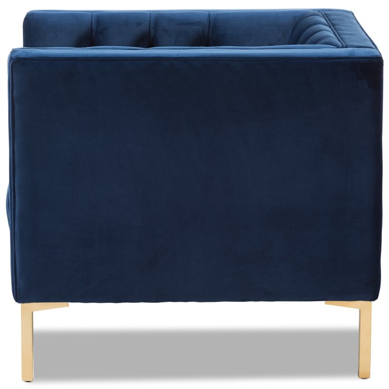 Maddie Home Velvet Tufted Lounge Chair in Navy and Gold