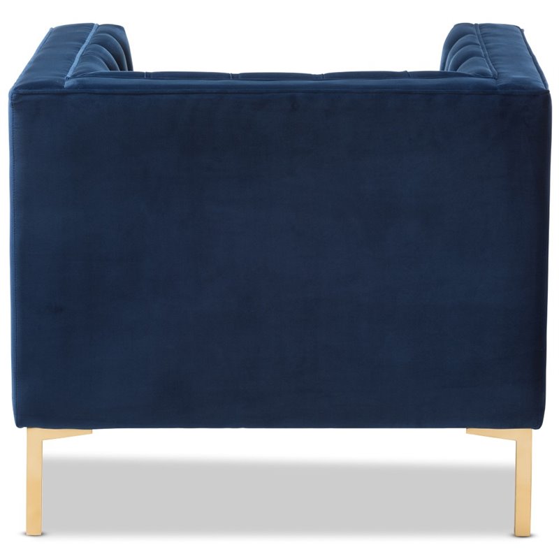 Maddie Home Velvet Tufted Lounge Chair in Navy and Gold