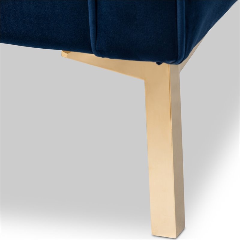 Maddie Home Velvet Tufted Lounge Chair in Navy and Gold