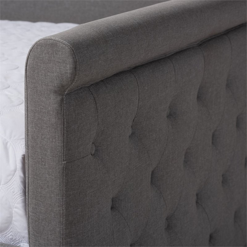Maddie Home Modern Fabric Tufted Queen Daybed with Trundle in Gray