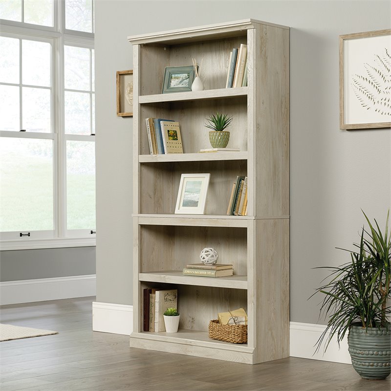 Maddie Home 5-Shelf Transitional Engineered Wood Bookcase in Chalked Chestnut