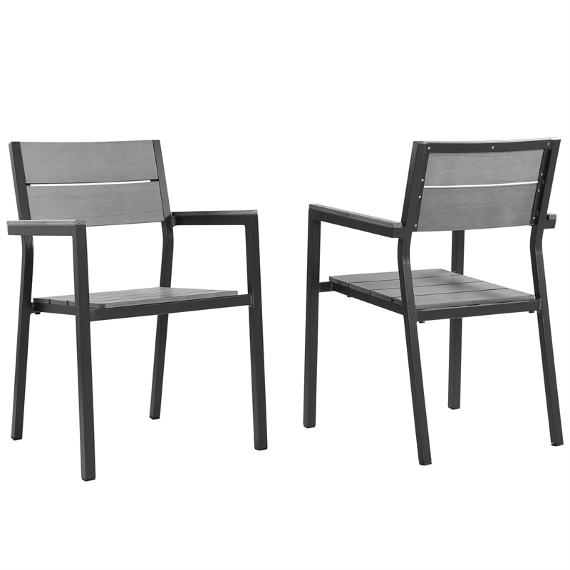 Maddie Home Patio Dining Armchair in Brown and Gray (Set of 2)