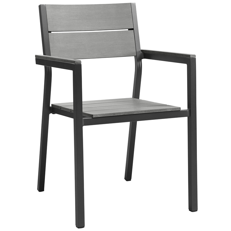 Maddie Home Patio Dining Armchair in Brown and Gray (Set of 2)